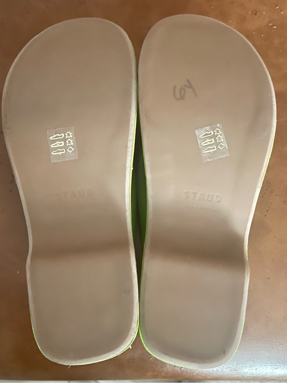 NWT Staud Rio Women’s Platform Flip Flop Sandals in Lime Green - Picture 4 of 7
